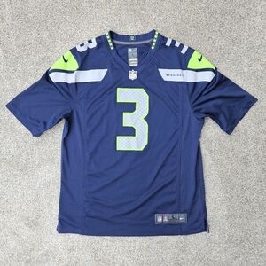Nike Seattle Seahawks Wilson #3 Navy Blue Green Football Jersey Shirt Mens Large